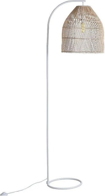 Vente-unique Stehlampe Parnaiba im Ethno-Stil aus Eisen und Rattan in Weiß und Naturfarben, Höhe: 177 cm - Bild 1