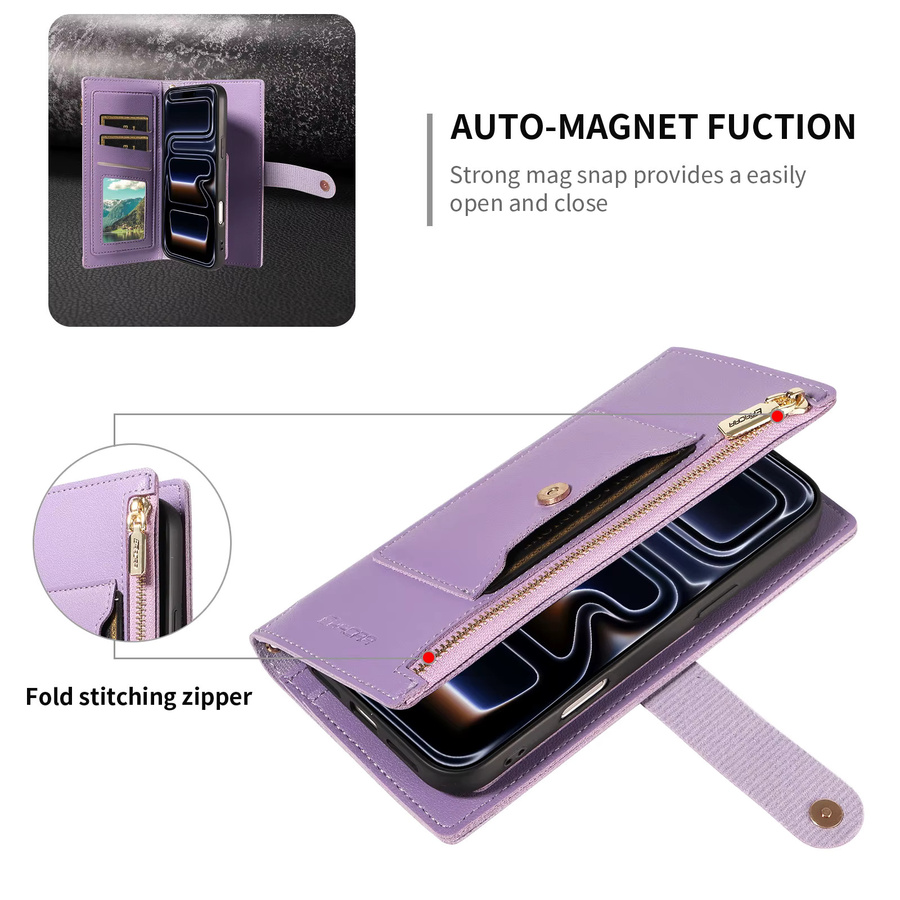 Stoßfeste Samsung Handyhülle aus PU-Leder mit Kordelzug in Lila für Galaxy Note10, Note10+, Note20 und Note20 Ultra - Bild 4