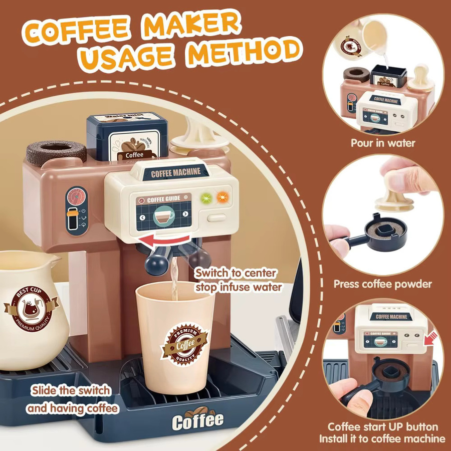 MSFTOYS Kaffeemaschine Spielzeug Set mit Lebensmittel-Simulation und Registrierkasse in Mehrfarbig - Bild 5