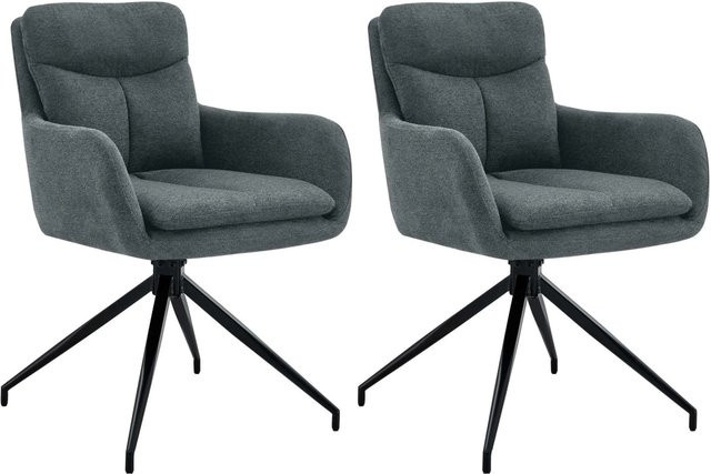 2er Set Esszimmerstühle DELUKE DUTOR aus Stoff in Dunkelgrau, B/T/H: 57 x 62 x 83 cm - Bild 1