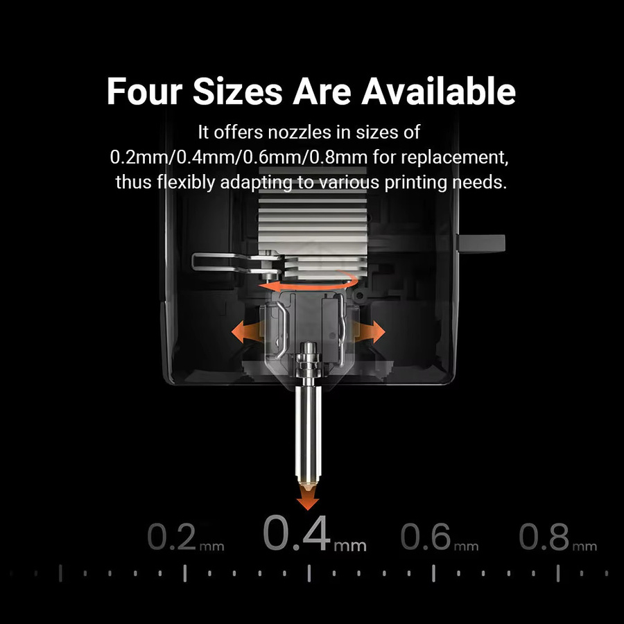 Anycubic Bimetallisches Hartstahl-Düsen-Set in Silber für Anycubic Kobra X und KX Combo 3D-Drucker, Durchmesser: 0,2 mm, 0,4 mm, 0,6 mm und 0,8 mm - Bild 4