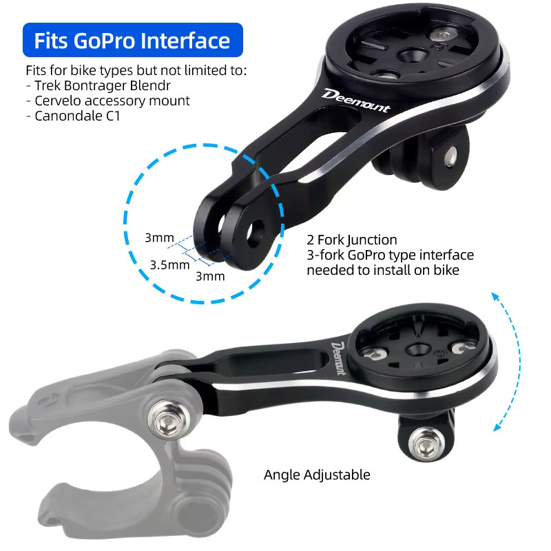 Bontrager Computerständer Schwarz mit Adapter für Garmin Wahoo Bryton IGPSPORT GoPro Kamera und Scheinwerfer passend für Trek und Cervelo - Bild 2