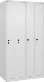 C+P Spind Classic PLUS Garderobenschrank mit 4 Abteilen, Farbe Weiß, H x B x T: 185 x 100 x 50 cm - Bild 1