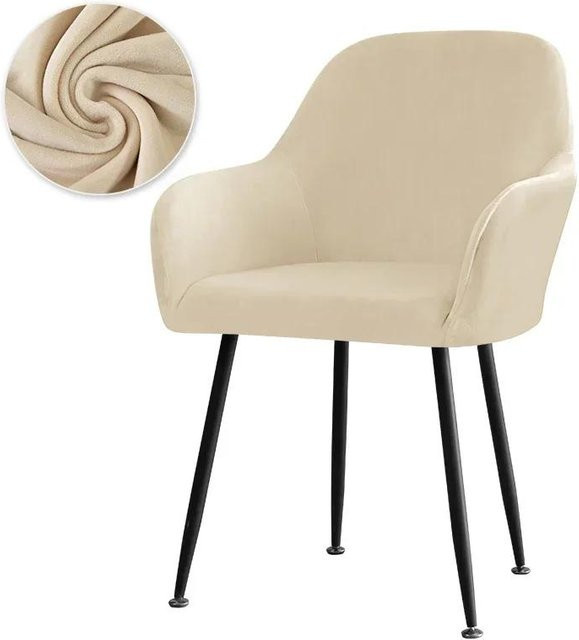 Bestbags Samtbezug für Hochsessel, elastische Stuhlhussen aus Polyester in Beige, waschbarer Sitzbezug für Esszimmerstühle und Sessel - Bild 1