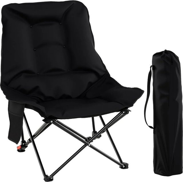 Costway Campingstuhl faltbar mit Polsterung und Armlehnen in Schwarz - Bild 1