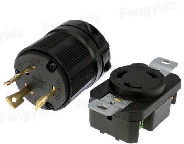 fengyidz Industrie-Netzsteckdose Inline-Drahtstecker NEMA L6-30P L6-30R 30A 250V Schwarz - Bild 1