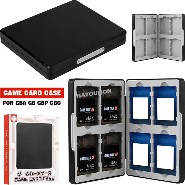 Ispoofer Magnetischer 8-in-1 Spielkartenhalter für GBC-Kartuschen, Silikonbeschichtete Staubdichte Aufbewahrungsbox für Game Boy Color, Schwarz - Bild 1