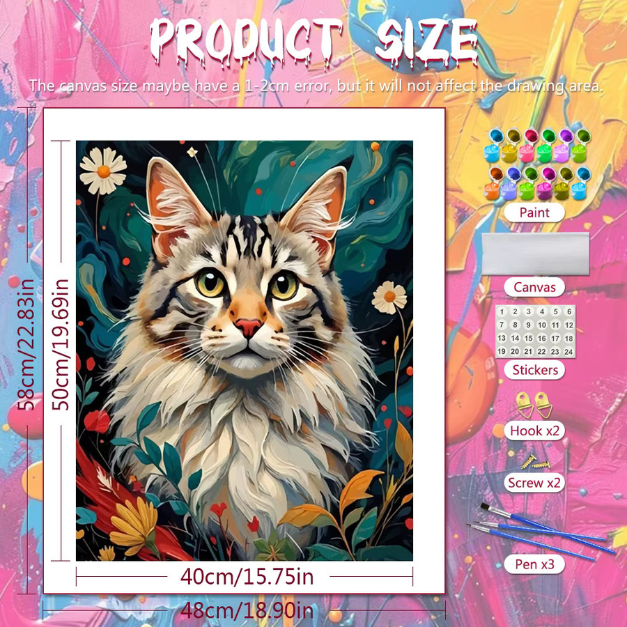 Huacan Katze, Malen nach Zahlen, Kunst- und Bastelset, Bunt / Mehrfarbig - Bild 2