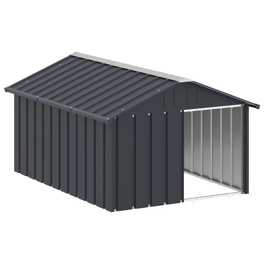 vidaXL Hundehütte aus verzinktem Stahl in Anthrazit, wetterfest, B/T/H: 116,5 x 153 x 81,5 cm - Bild 2