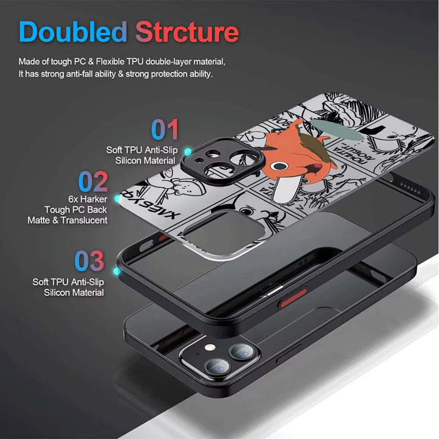 Handyhülle für Apple iPhone 15 Pro Max 14 13 12 11 Pro XR SE 7 8 mit Anime Chainsaw Man Bochita Design in Matt - Bild 4