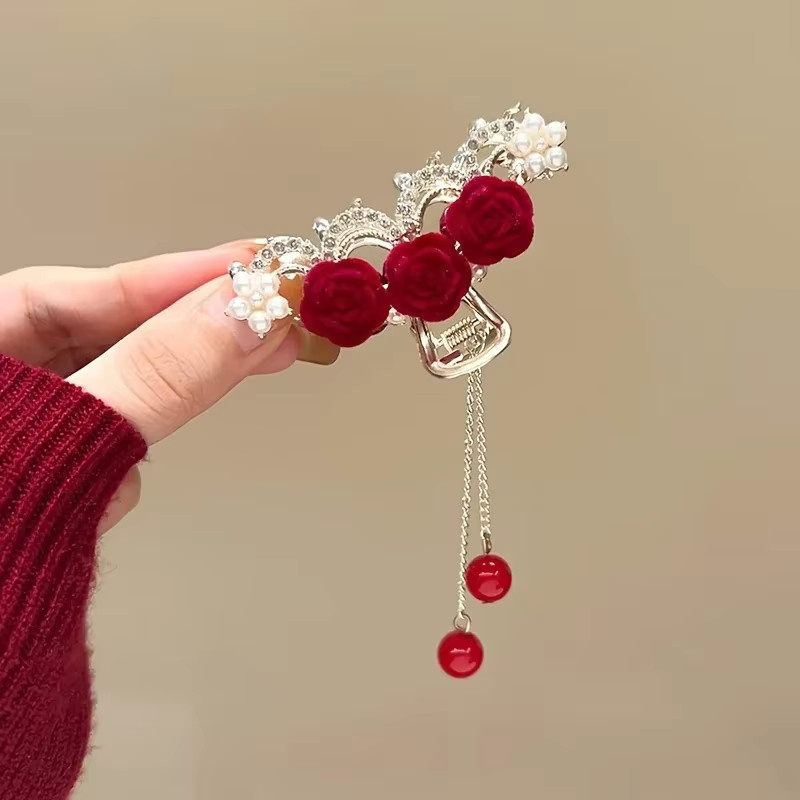 Haarclip rote Rose, Glitter, Diamant, Damen - Bild 2