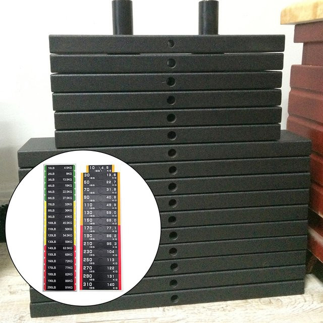 SPORTARC Hantelscheiben Aufkleber aus Kunststoff für Fitnessgeräte mit Gewichtsmarkierungen von 10LB bis 310LB - Bild 1