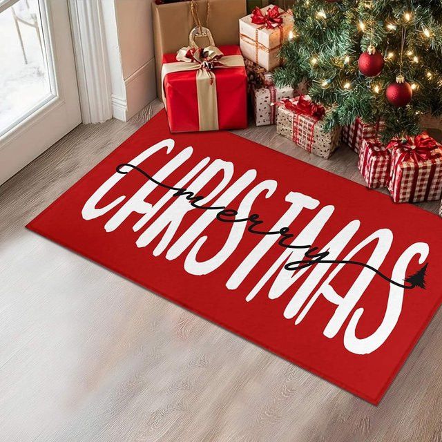 VIKAMA Weihnachtliche Fußmatte in Rot für Eingang, Küche oder Badezimmer - Bild 1