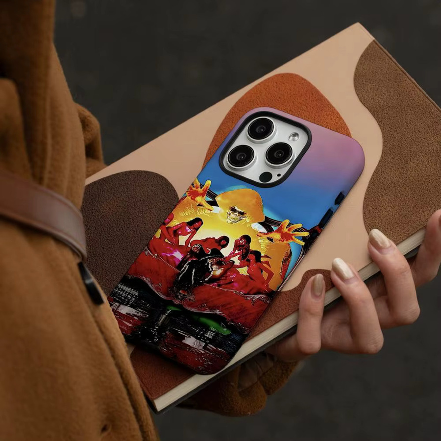 O-OsamaSon Jump-Out Handyhülle für iPhone 12 bis 17 Pro Max Plus, glänzende HD-Doppelschicht-Flüssighartschale, weiß und mehrfarbig - Bild 2