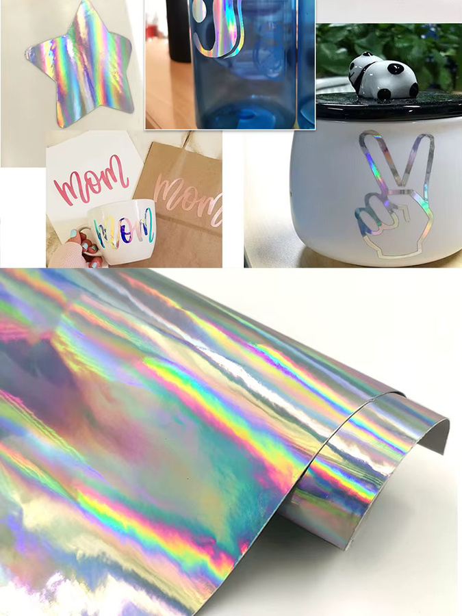 Holographie Regenbogen Silber Permanent Vinyl Aufkleber Rolle für DIY Scrapbook und Dekoration von Tassen, Wänden oder Glas, Wasserdicht - Bild 3