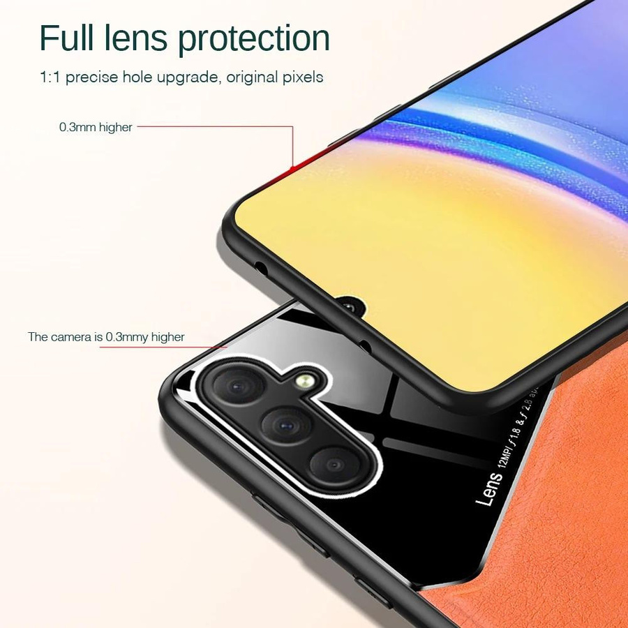 Samsung Handyhülle mit Lederstruktur und magnetischer Saugkraft für Galaxy A05 A15 A16 A25 A35 A55 M15 M34 M35 M54 M55 5G in Orange - Bild 2