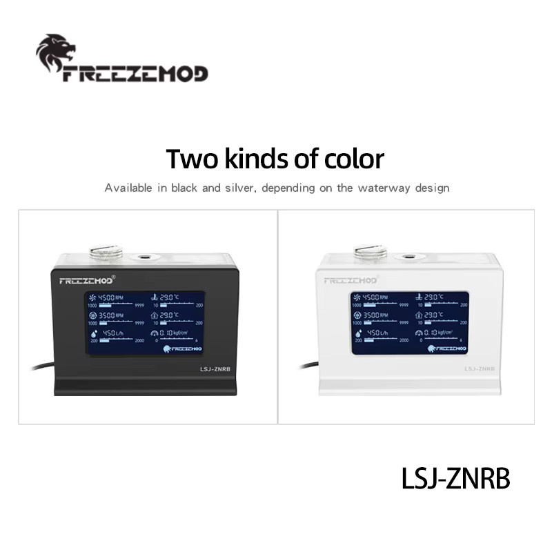 FREEZEMOD Intelligentes Wasserkühlungssystem-Monitor LSJ-ZNRB zur Überwachung von Temperatur, Durchflussrate, Luftdruck und Wasserpumpe PWM in Schwarz und Silber - Bild 2