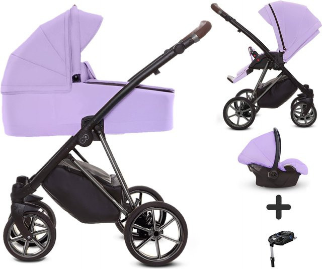 TPFLiving 4in1 Kinderwagen Ultra Stoff in Lila mit silbernem Gestell - Bild 1