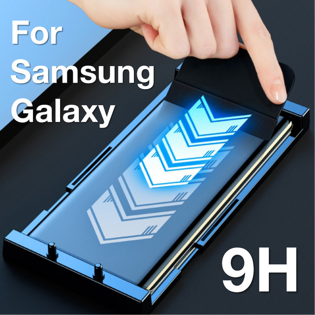 Samsung Displayschutzfolie mit Installationsset für Galaxy S25 S24 S23 Ultra S22 S21 S20 S10 S9 S8 Note 20 10 9 8 Plus transparent - Bild 1
