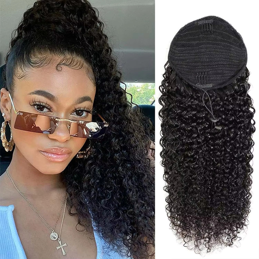 Dula A Hair Kinky Curly Pferdeschwanz-Haarverlängerungen, Echthaar, Unisex - Bild 7