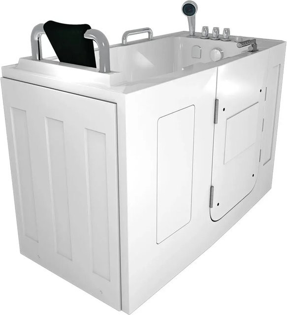 AcquaVapore Sitzwanne Whirlpool Badewanne mit Tür S07WP-TH-C-L, Farbe: Weiß, B/T: 140 x 76 cm - Bild 1