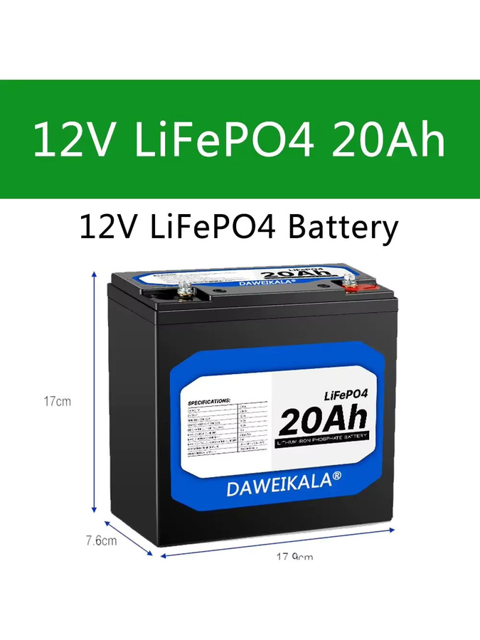 DAWEIKALA LiFePO4 Akku 12V 20Ah Lithium-Eisenphosphat Batterie in Schwarz für Kinderroller und Elektro-Boots - Bild 6