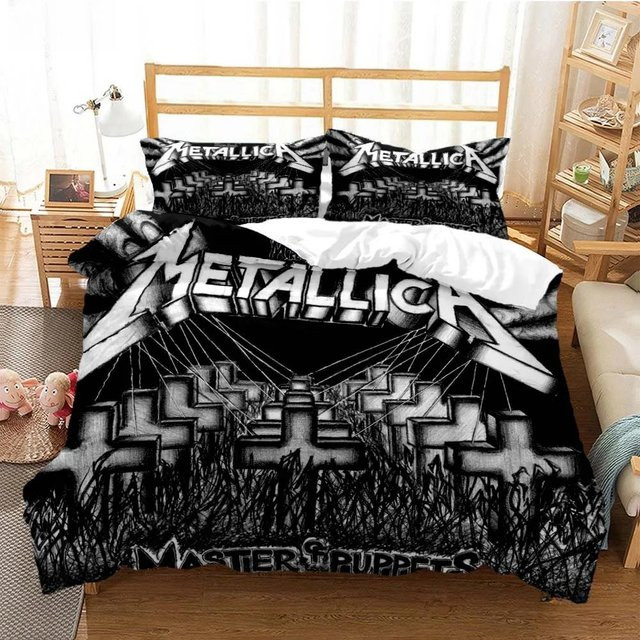 Metallica Bettwäsche-Set aus Mikrofaser in Schwarz, Bettbezug und Kissenbezug, B/H: 173 x 218 cm - Bild 1