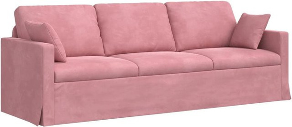 vidaXL Sofa in Rosa aus Samt mit Metallrahmen B/T/H: 228 x 78 x 80 cm