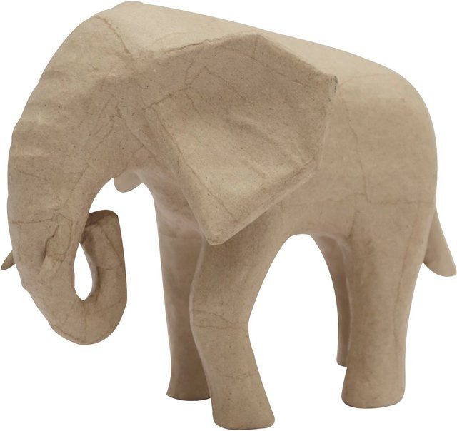 Afrikanischer Elefant von Décopatch aus Pappmaché in Braun und Naturfarben - Bild 1