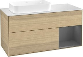 V&B Waschtischunterschrank Finion mit Wandbeleuchtung in Anthrazit und Eichenfurnier, B: 120 cm, T: 60 cm - Bild 1