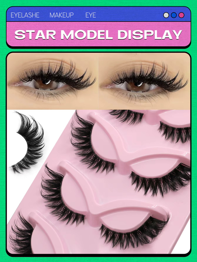 Veltrinay Fake Lashes Cat Eye, Faux Nerz Wimpern, Natural Look - Bild 2