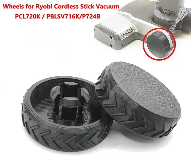 2 Stück Ersatzräder für Ryobi Akku-Staubsauger PCL720K und PBLSV716K in Schwarz - Bild 1