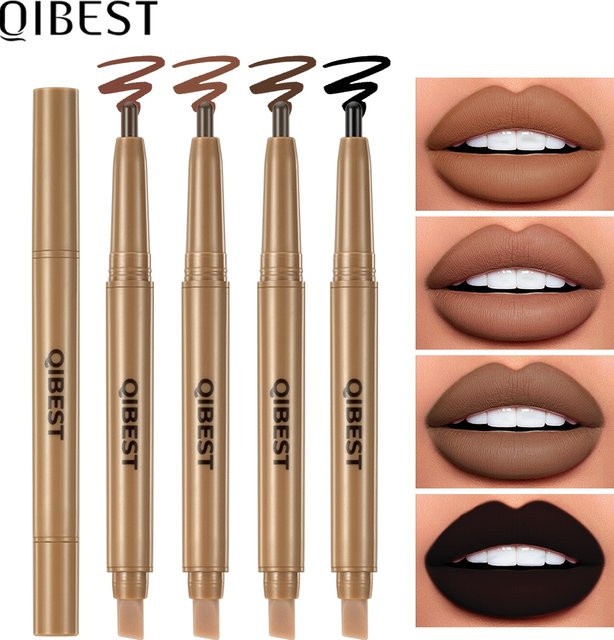 QIBEST 2-in-1 Lippenstift & Pinsel, Matt, Nude, mit Lipliner - Bild 1
