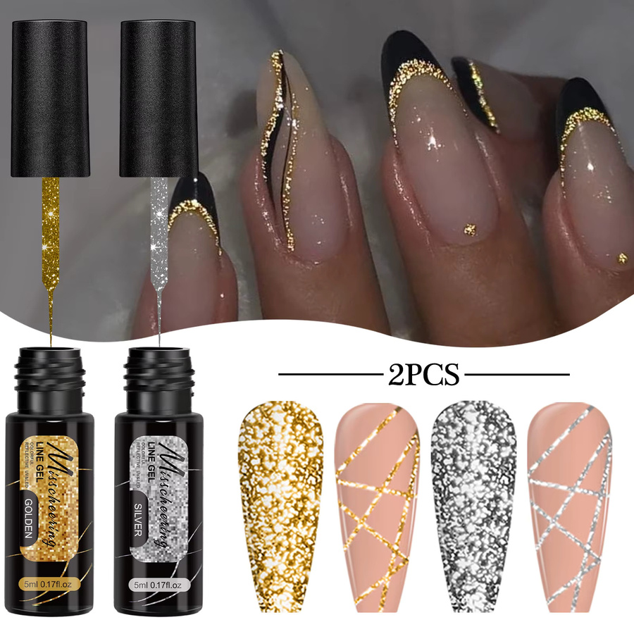 Misscheering Nagellack Set, Golden, Schimmernd, 2 Stück - Bild 3