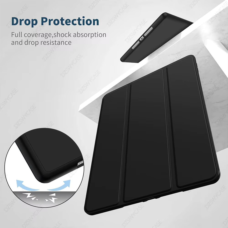 DZSWYCASE Schutzhülle für iPad 9./8./7. Generation 10,2 Zoll mit Stifthalter und dreifach faltbarem Ständer, stoßfeste TPU-Rückseite und Auto-Sleep-Funktion, Grün/Schwarz - Bild 4