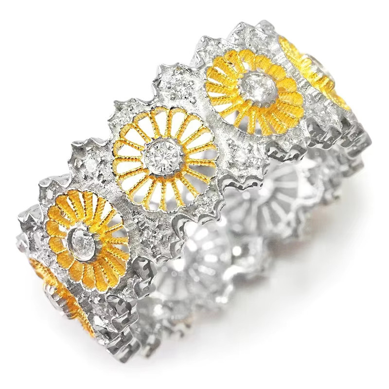 Huitan Daisy Design Ring, Bicolor, Zirkonia, Damen, Verlobung - Bild 2
