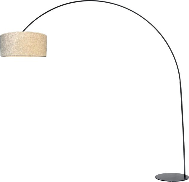 Masterlight Arch XXL Bogenleuchte in Schwarz Matt mit Ecru Lockigem Stoffschirm - Bild 1
