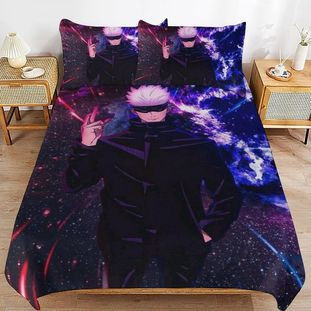 Flylo Bettwäsche-Set Jujutsu Kaisen mit Sukuna und Yuji Itadori, 2-teiliges Set aus Mikrofaser bestehend aus Bettbezug und Kissenbezug, Mehrfarbig, Breite: 135 cm, Tiefe: 100 cm - Bild 1
