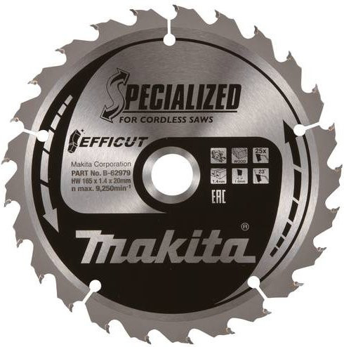 Makita Efficut Kreissägeblatt für Holz, Silber, Durchmesser: 270 mm, Bohrung: 30 mm, 24 Zähne - Bild 1