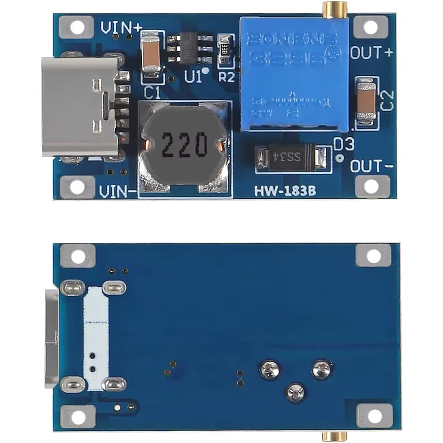 10 Stück AOKIN MT3608 Step Up Modul Einstellbarer DC-DC Boost Converter mit Micro USB und USB-C Anschluss, Blau, 2V-24V zu 5V-28V 2A - Bild 6