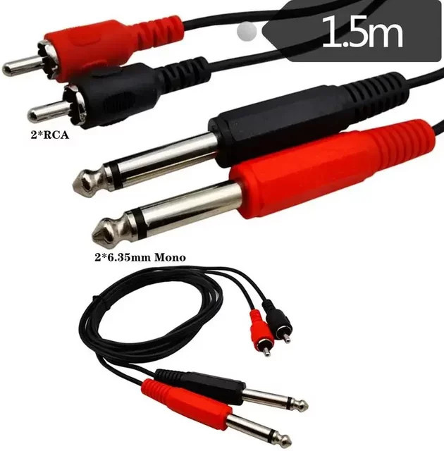 BSN RCA-Audiokabel Dual 6,35 mm Mono auf Dual RCA Lotus Stecker, Länge: 1,5 m - Bild 1