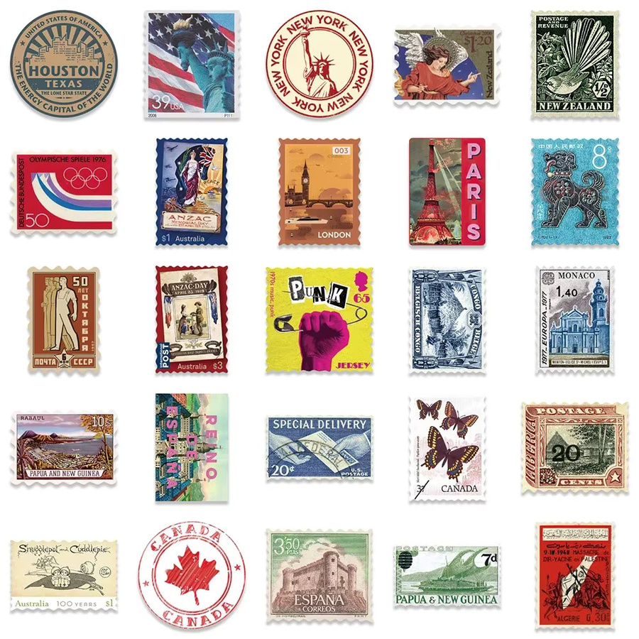 GOGOTU Vintage Retro Reise Stempel Aufkleber, 50-teiliges Set, multicolour - Bild 3