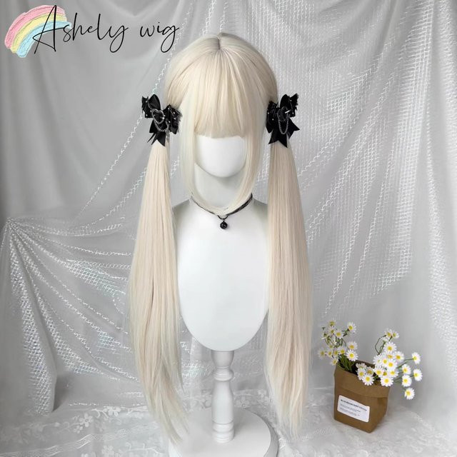 Ashely wigs Perücke, milchweiß, gewellt, 85 cm, Synthetik, Cosplay - Bild 1