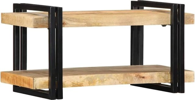vidaXL Wandregal aus Mango Massivholz und Metall in Braun, B/H/T: 70 x 33 x 35 cm - Bild 1