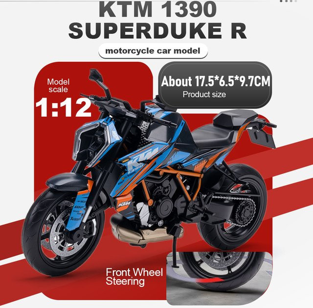 MAKEDA KTM 1390 Superduke RC390 Motorrad-Spielzeugmodell, 1:12, Metall - Bild 1