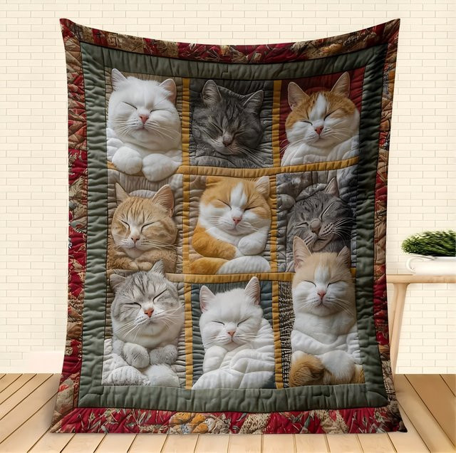 Weicher Überwurf mit Tiermotiv aus Flanell in Multicolour für Sofa und Bett - Bild 1