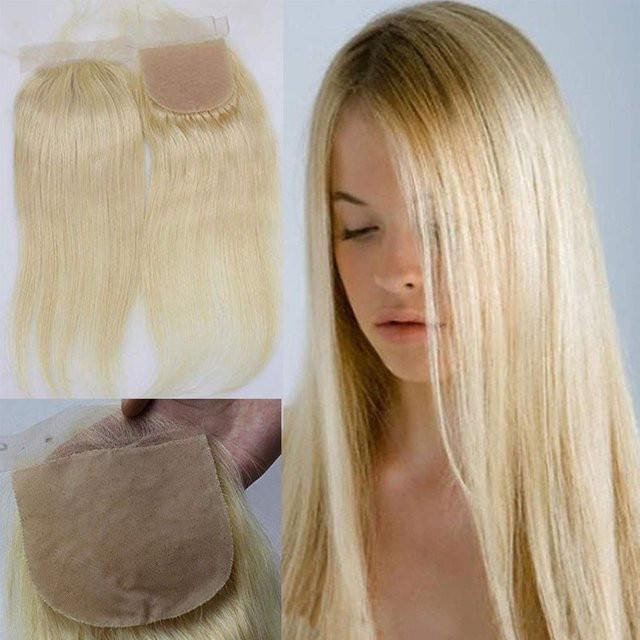 eseewigs Lace Closure Brasilianisches Echthaar, glatt, Blond, 4x4 - Bild 1