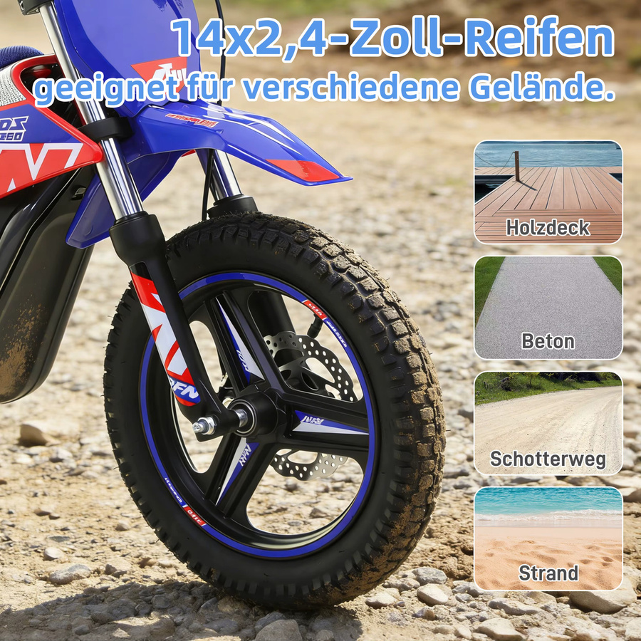 Vankel Elektrisches Kindermotorrad, Blau, ab 4 Jahre - Bild 2
