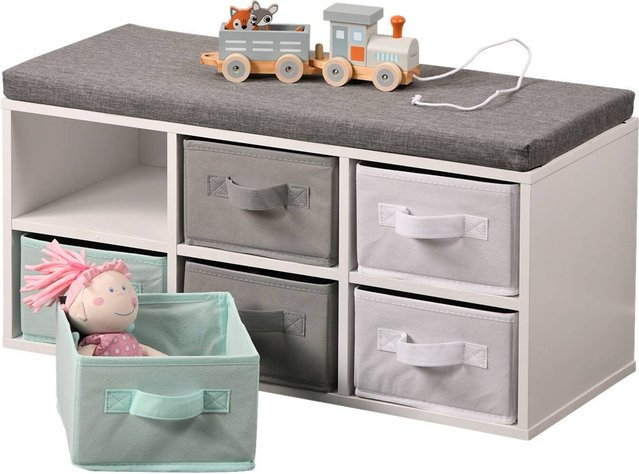 Kesper Kinder-Sitzbank mit Sitzkissen in Weiß, FSC-zertifiziert, B/H/T: 68 x 33 x 29,5 cm - Bild 1