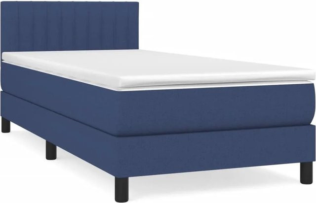 vidaXL Boxspringbett Hybrid mit Matratze und Taschenfederkern in Blau, B/T: 100 x 200 cm - Bild 1